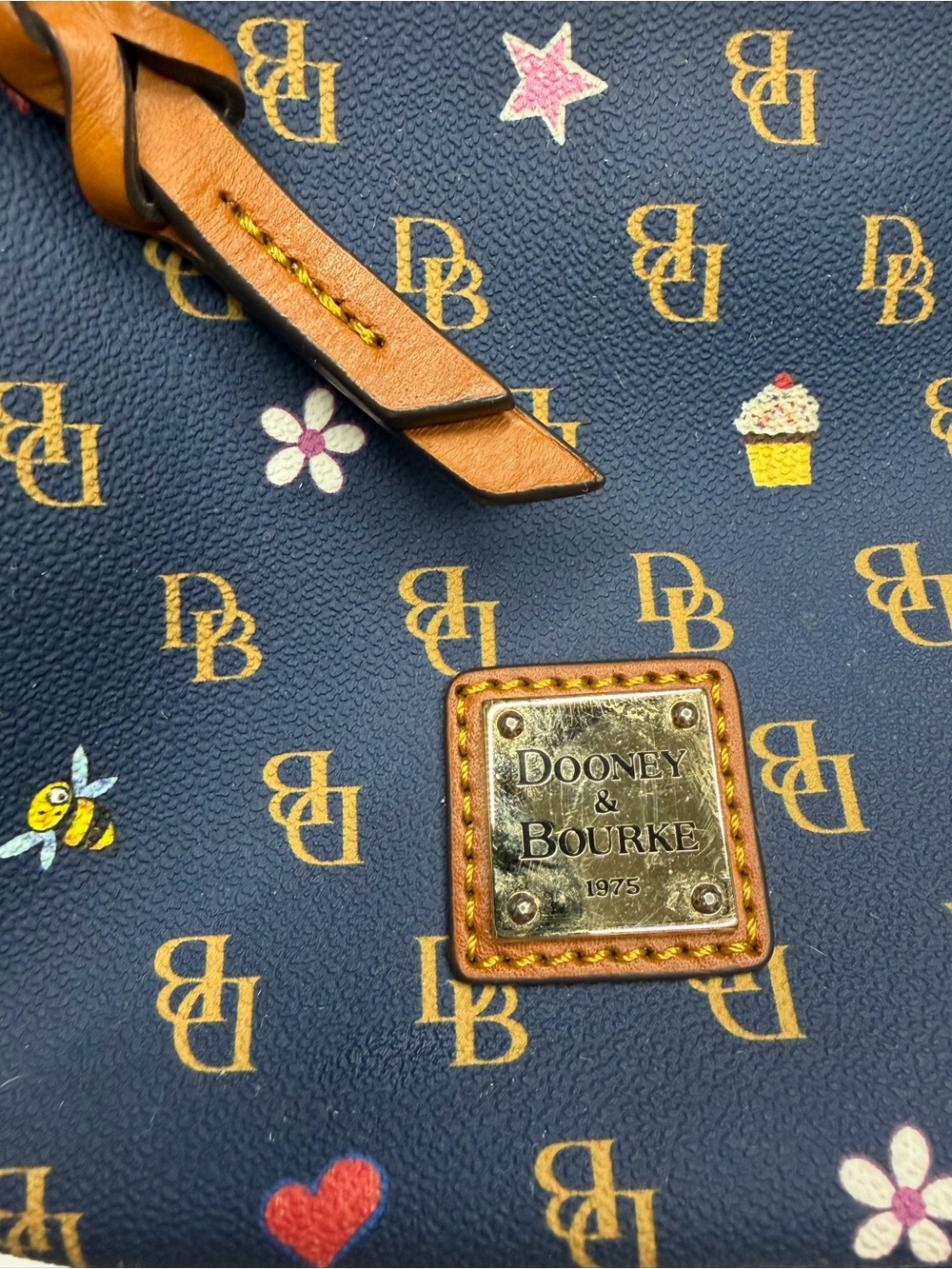 Dooney & Bourke Gretta Novelty Small Ronnie Backpack Navy cupcakes bees - Picture 6 of 16